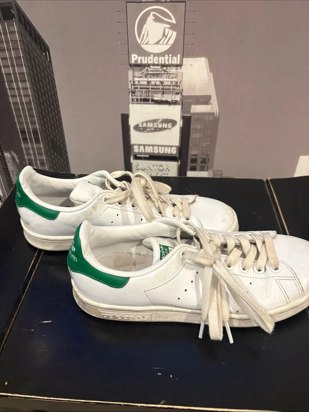 adidas Kids White Sneakers with Green Heel Tab